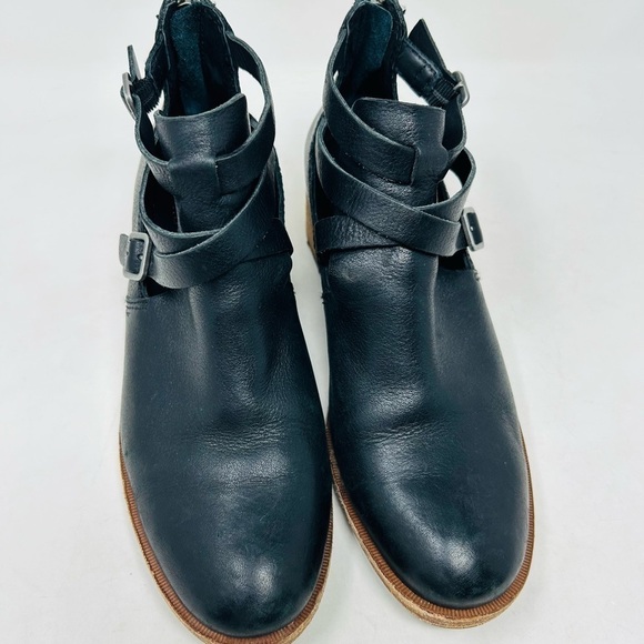 Kork-Ease Black Ankle Boots with Tan Sole - Picture 7 of 8